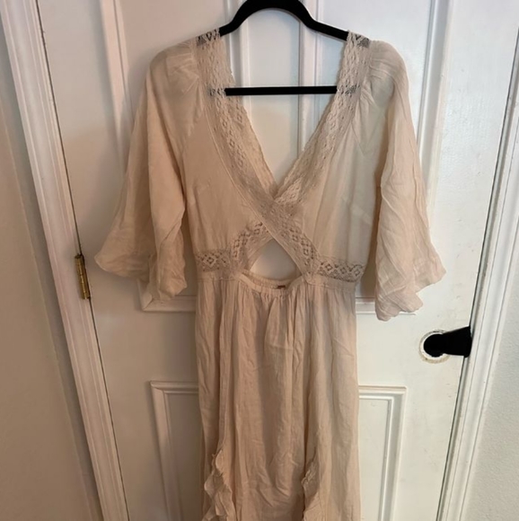 RARE Free People Endless Summer X's and O's Maxi Dress Cream Cutout Lace - Picture 8 of 14